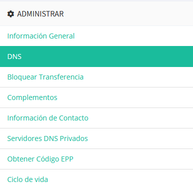 Acceder a la sección de DNS de un dominio desde el área de cliente