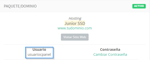 Ver el nom bre de usuario de cPanel desde el área de cliente de LucusHost