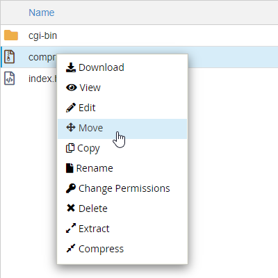 Mover o copiar ficheros desde el Administrador de archivos de cPanel