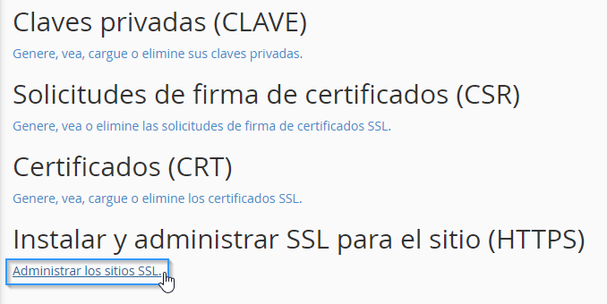 Activar un certificado SSL cPanel