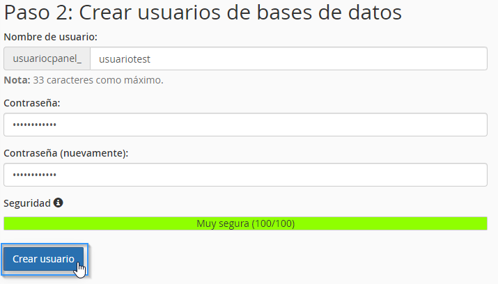 Establecer el usuario que tendrá acceso a la base de datos