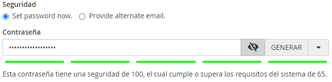 Establecer una contraseña para crear una cuenta de correo en cPanel