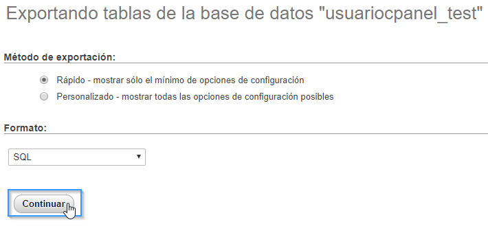 Exportar base de datos en phpMyAdmin