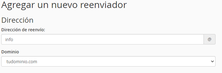 Añadir un nuevo reenviador en cPanel