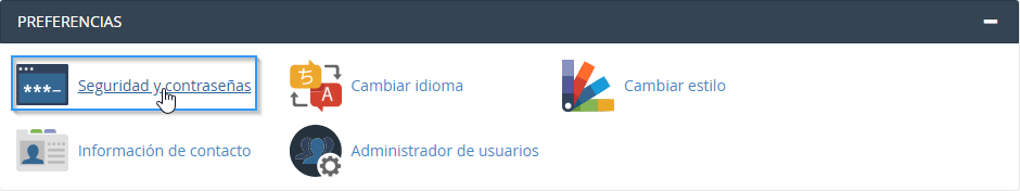 Sección de seguridad de cPanel