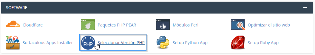 Selector de versiones PHP en cPanel