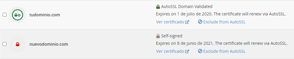 Consultar el estado de un certificado SSL en cPanel