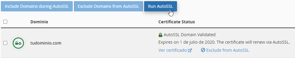 Activar certificado SSL en cPanel con Run AutoSSL