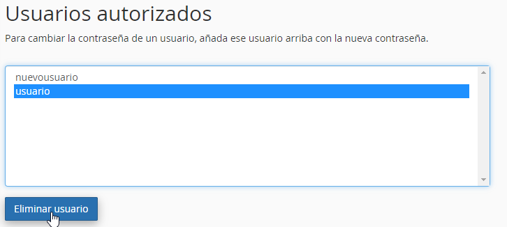 Eliminar un usuario de un directorio protegido