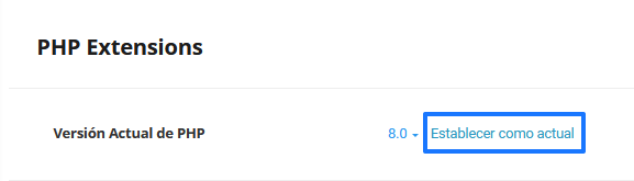 Establecer una nueva versión de PHP en cPanel