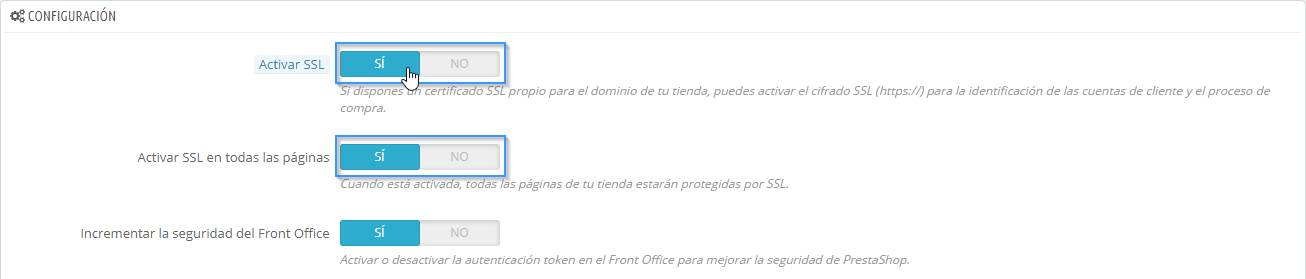 Activar SSL en PrestaShop 1.6