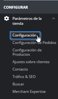 Sección Parámetros de la tienda en PrestaShop 1.7