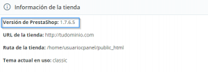Información sobre la versión de PrestaShop con la que estás trabajando