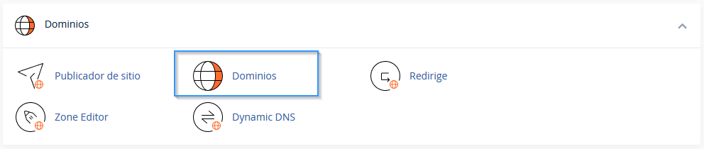 Sección Dominios de cPanel