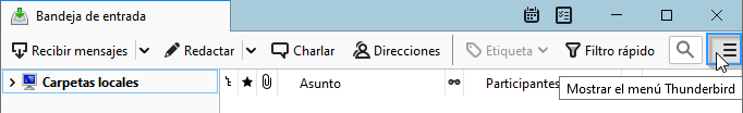 Cómo abrir el menú en Thunderbird