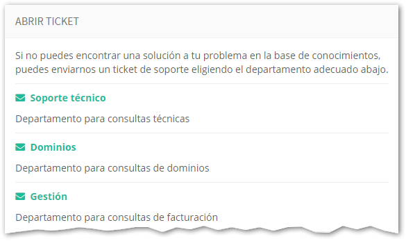 Cómo seleccionar el departamento al que quieres enviar un ticket