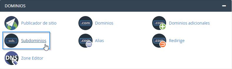 Sección de subdominios en cPanel