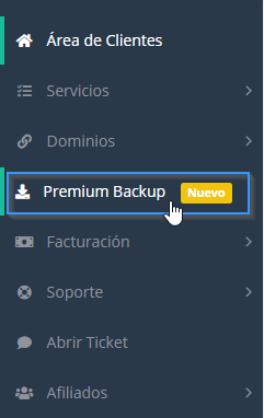 Acceder a Premium Backup a través del área de cliente de LucusHost