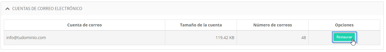 Restaurar una copia de seguridad de una cuenta de correo electrónico con Premium Backup