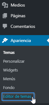 Acceder al editor de temas de WordPress