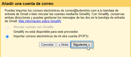 Importar correos electrónicos de una cuenta de correo de dominio a Gmail