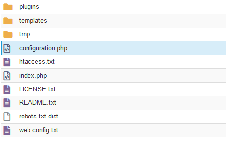 Archivo configuration php de Joomla