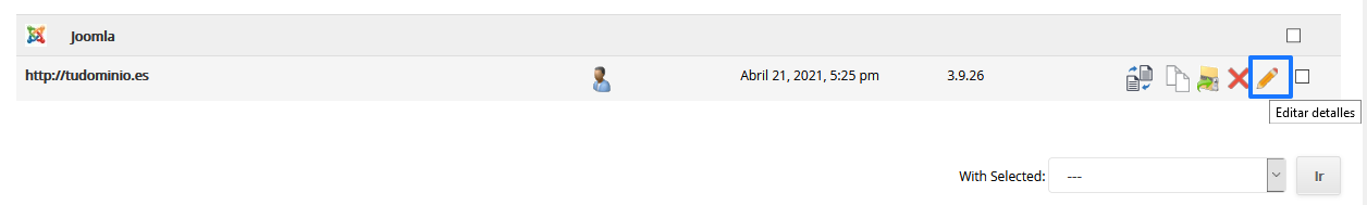 Editar detalles en una instalación de Joomla