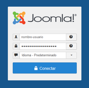 Pantalla login de Joomla