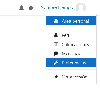 Acceder a la sección de preferencias de Moodle