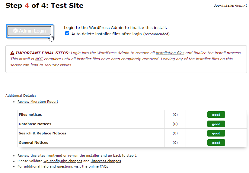 Acceder al admin de WordPress con el plugin Duplicator