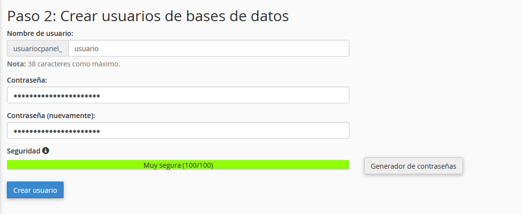 Establecer el usuario que tendrá acceso a la base de datos