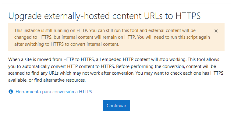 aviso herramienta para activar ssl en moodle