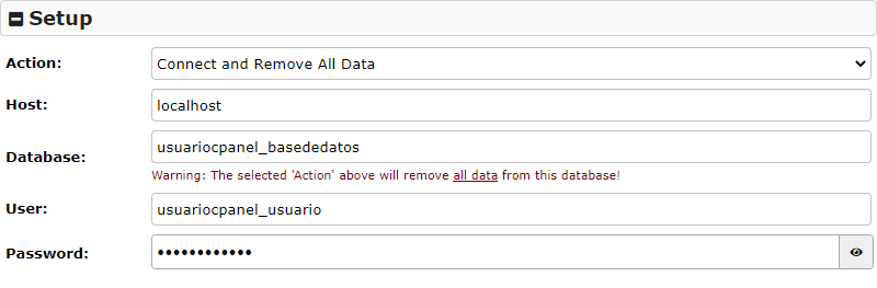 Crear conexion con la base de datos con el plugin Duplicator