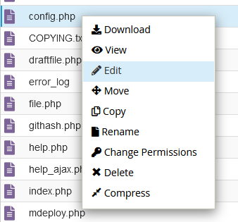 Editar el archivo config.php de Moodle