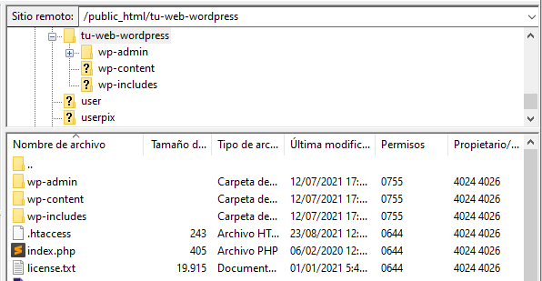 Acceder al directorio de una web a través de FTP