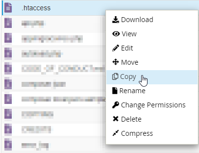 Opción Copy en el fichero .htaccess