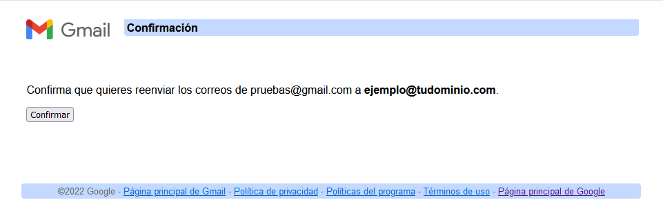 correo confirmacion gmail para anadir reenviador 1