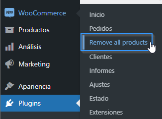 acceder-woocommerce-remove-all-products