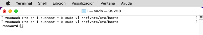 Acceder al fichero hosts de Mac con contraseña
