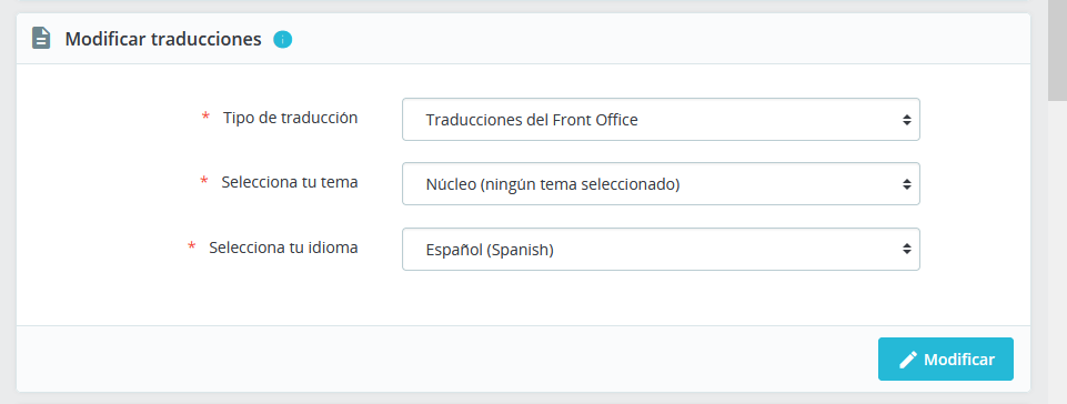 Modificar traducciones en PrestaShop