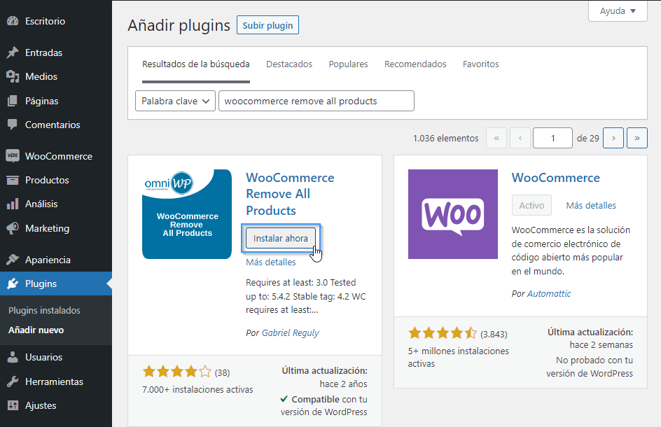 instalar-woocommerce-remove-all-products