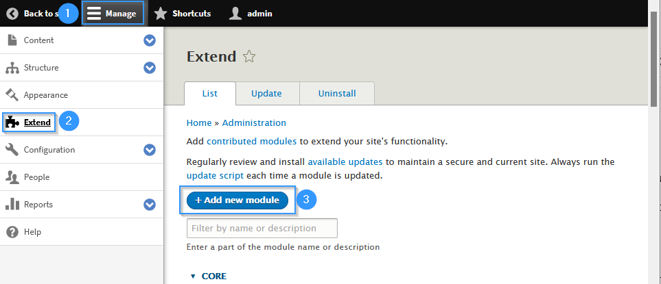 Añadir un módulo en Drupal