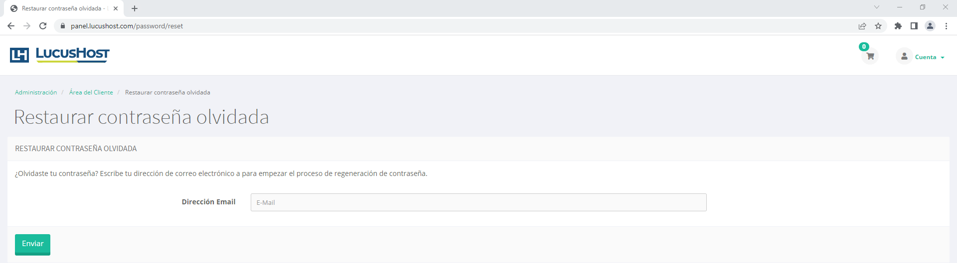 Restaurar la contraseña de acceso al área de clientes de LucusHost