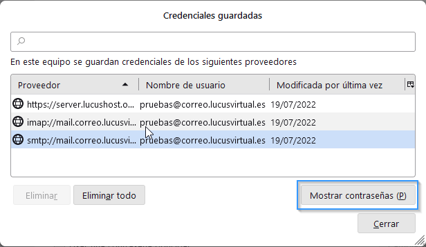 Listar las cuentas de correo de Thunderbird