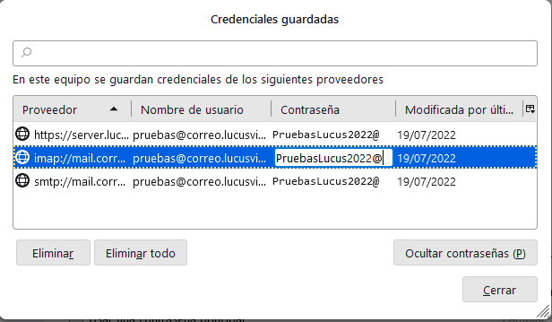 Cambiar la contraseña en Thunderbird