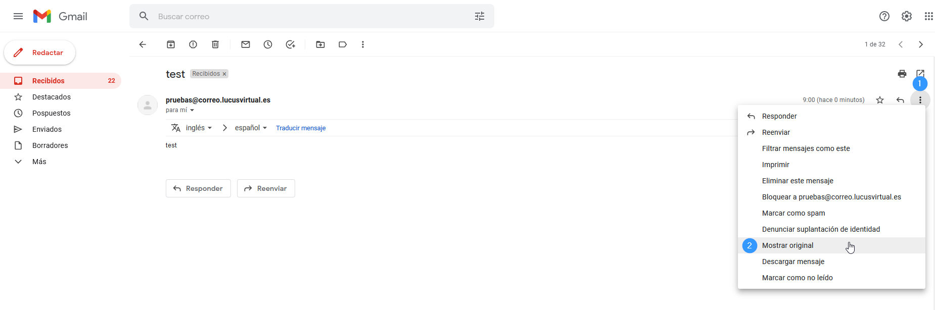 Cómo ver la cabecera de un correo en Gmail