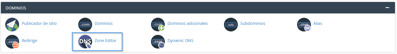 Herramienta Zone Editor de cPanel