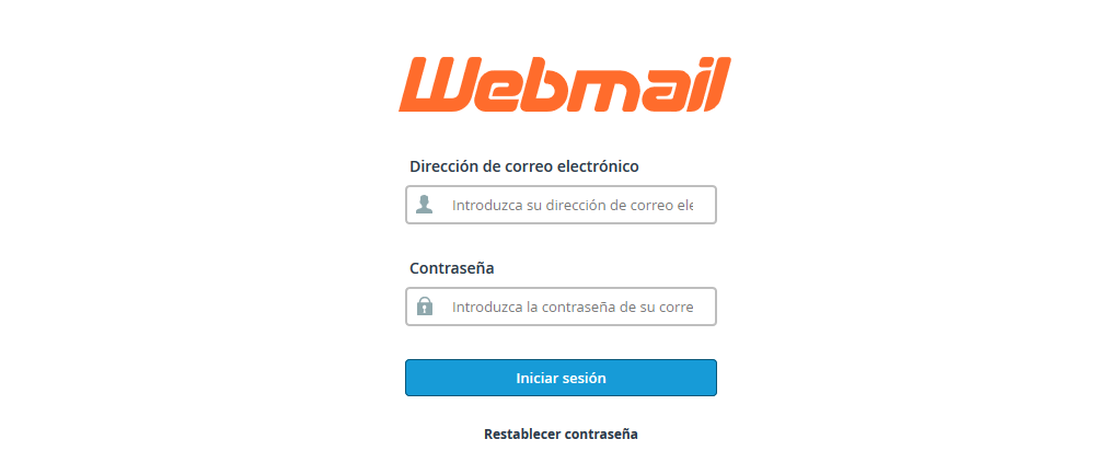 Pantalla de acceso a webmail