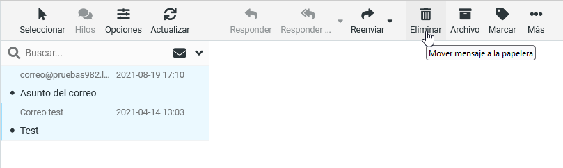 Eliminar correos del servidor desde Roundcube