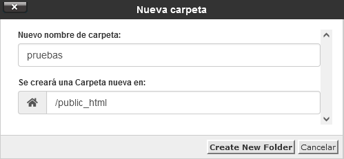 Crear una carpeta con el Administrador de archivos de cPanel
